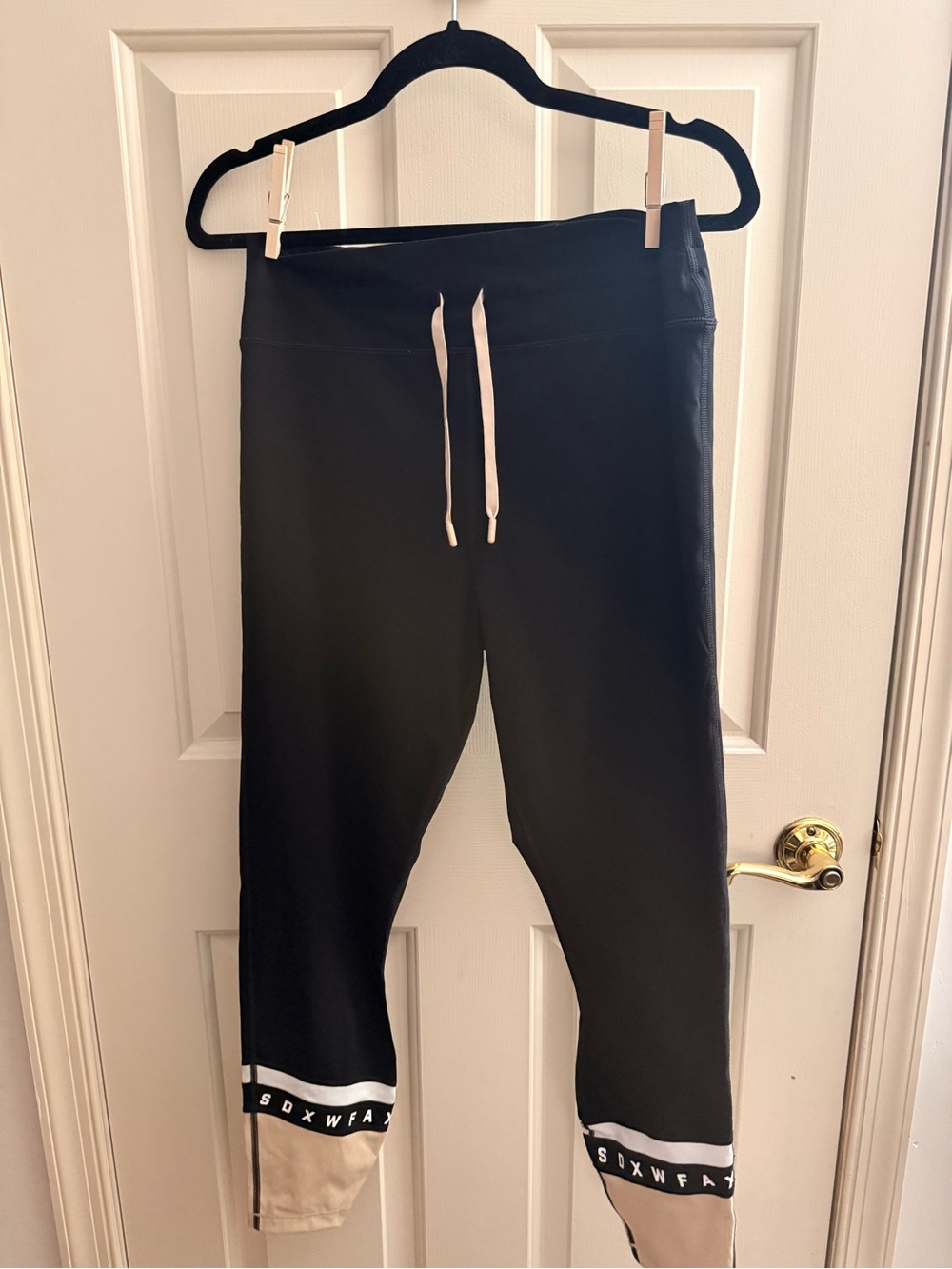 White Fox Boutique x Sara’s Day Black Leggings with Cream Contrast Cuffs